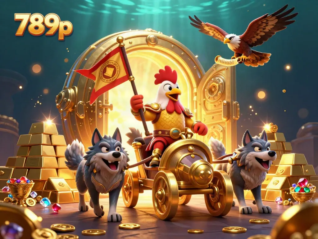 Engage with thrilling 789p casino adventures featuring a rooster warlord amidst treasures and gold.
