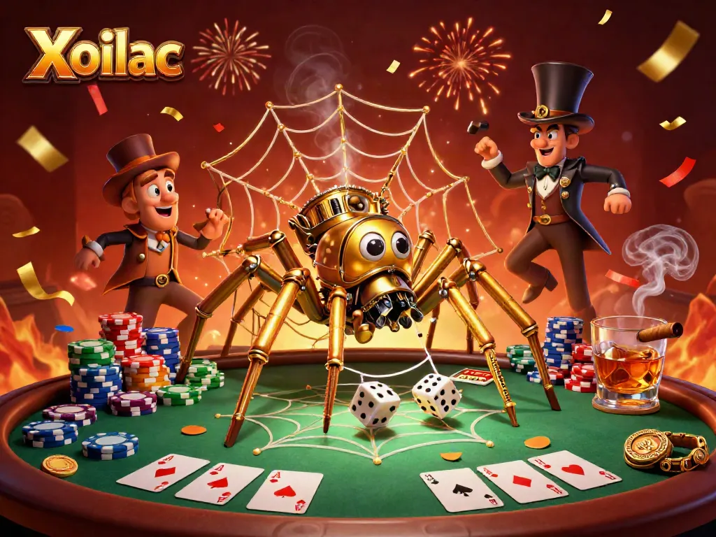 Catch exciting betting action with Xoilac as a golden spider weaves a web of poker riches.