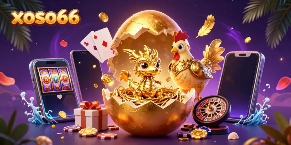 Experience the thrill of xoso66 with dynamic gaming elements and a golden dragon scene bursting with excitement.