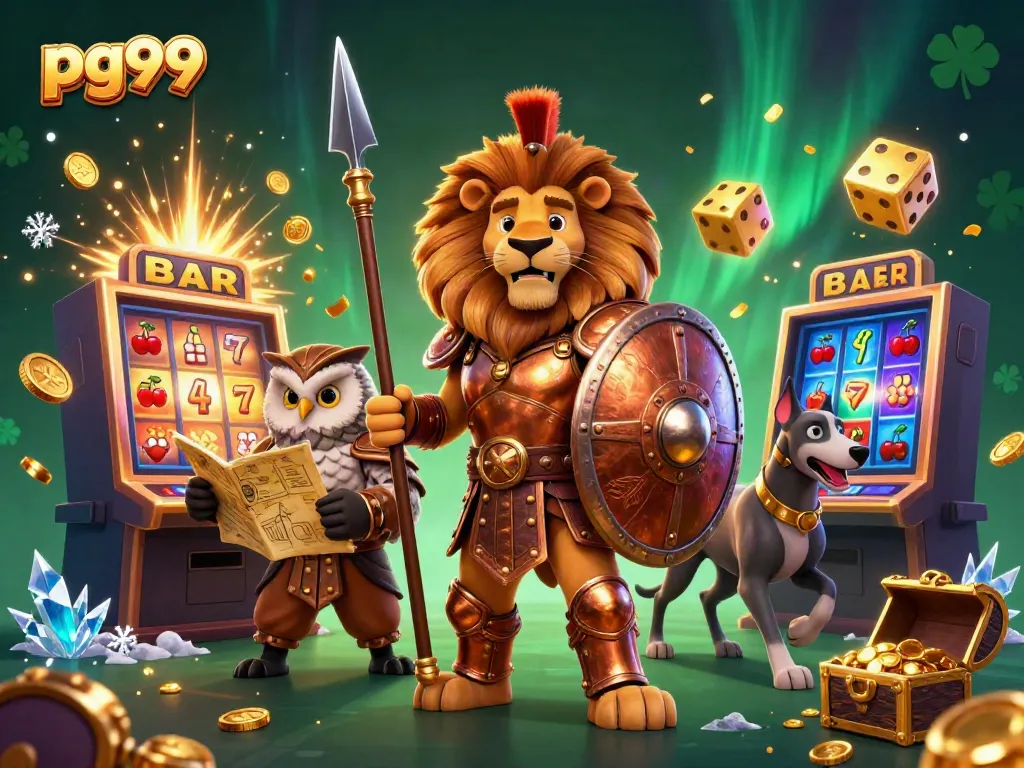 Experience the excitement at pg99 with colorful slots, characters, and casino elements bursting with energy.