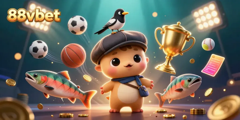 Play and win big with exciting games at 88vbet illustrated with characters and vibrant elements.