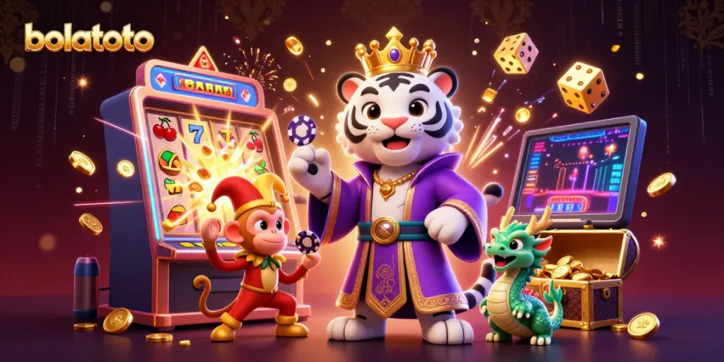 Experience the thrill of bolatoto with a vibrant, dynamic casino scene showcasing luck and excitement.
