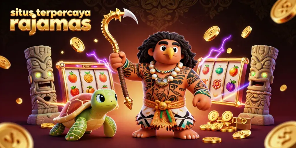 Visualisasi menarik mengenai situs terpercaya rajamas, menunjukkan karakter kartun dalam permainan slot yang dinamis.