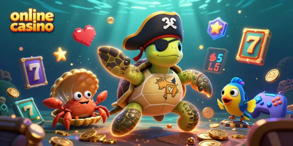 Engage in thrilling online casino adventures with a pirate turtle and treasure under the sea.
