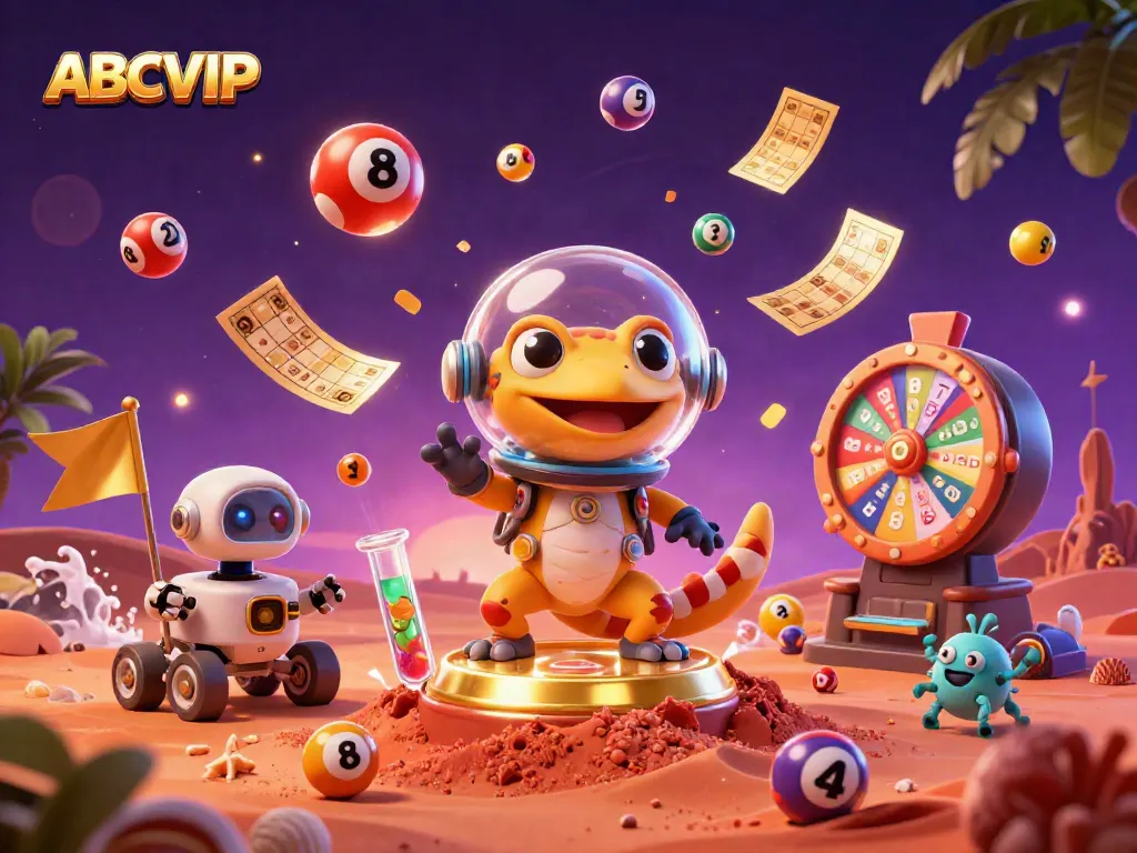 ABCVIP brings excitement with a Martian gecko exploring a golden casino on Mars.