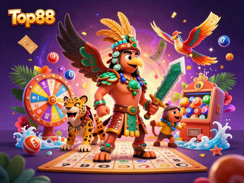 Experience winning excitement with Top88's vibrant gaming scene filled with lottery action.