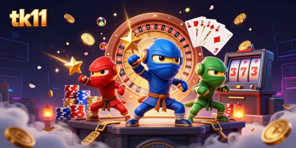 tk11 gaming scene with ninja chameleons and vibrant casino elements