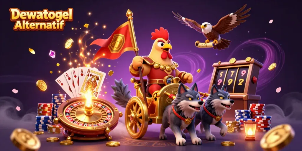 Engage with Dewatogel Alternatif for thrilling 4D betting experiences featuring golden coins and high-stakes casino elements.