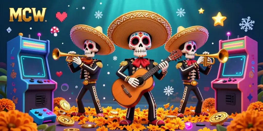 Experience MCW’s thrilling gaming atmosphere with vibrant mariachi musicians and dynamic arcade elements.