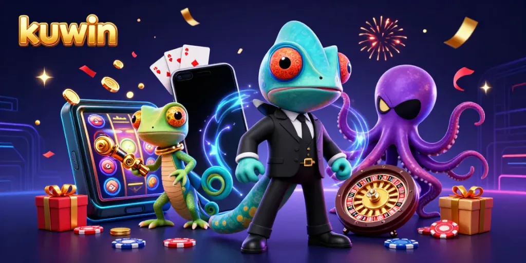 Engage in thrilling gaming adventures at kuwin, showcasing electrifying characters and casino gaming elements.