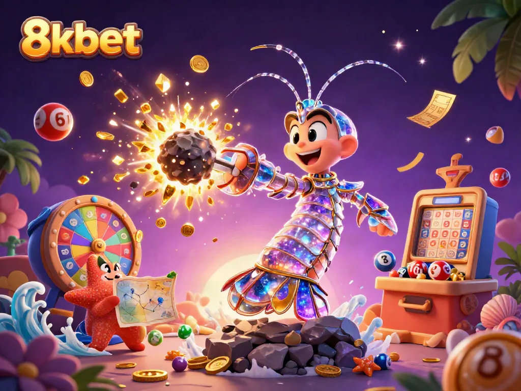 Experience the excitement of 8xbet with vibrant illustrations of thrilling casino fun, showcasing dynamic games and elements.