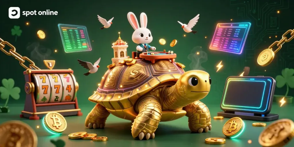 Engage in thrilling slot online experiences with vibrant 3D casino elements and dynamic characters in action.
