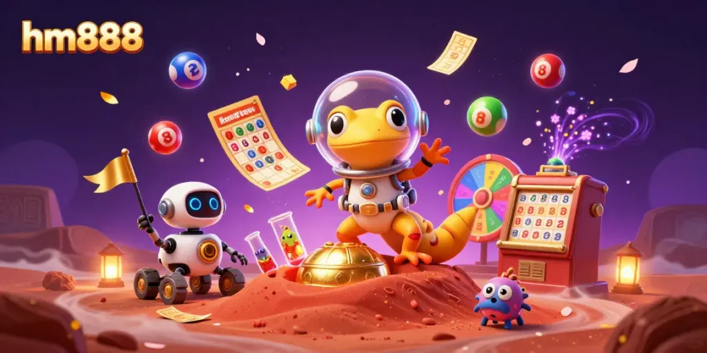 Engage with the vibrant gaming world of hm888 as a Martian gecko discovers a buried casino full of prizes and excitement.