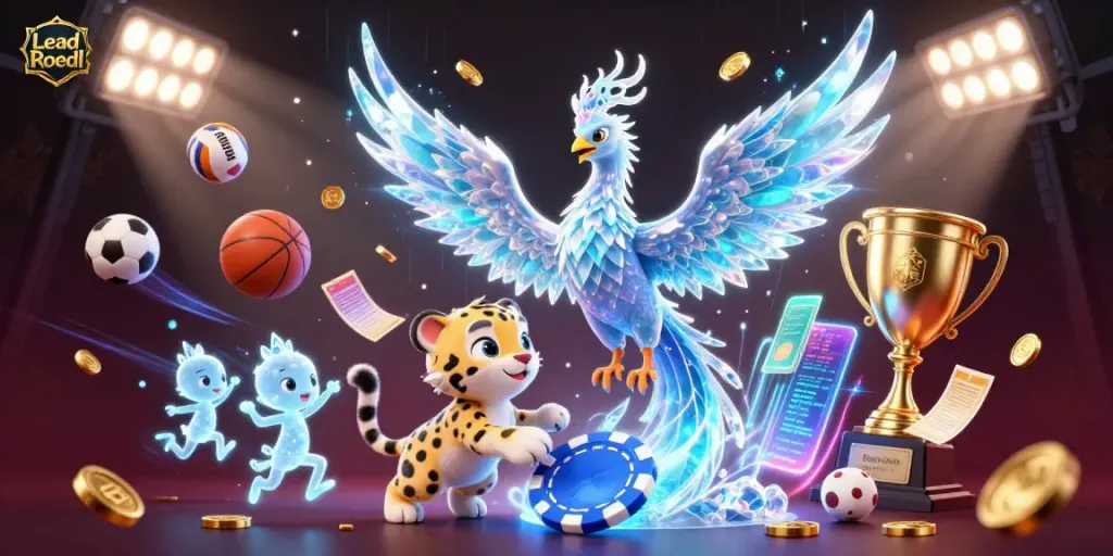 Engage in thrilling adventures with Lead Roedl’s vibrant gaming scene featuring icy characters and sports elements.