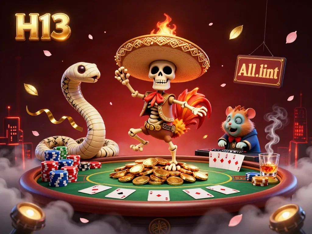 Experience the exciting gaming adventures at H13 with lively casino characters and vibrant elements!