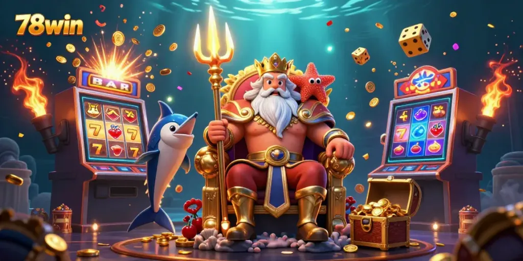 Experience thrilling gameplay at 78win with vibrant casino characters and dynamic winning scenes.