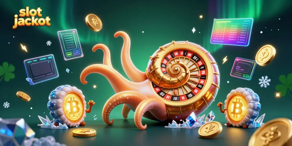 Experience the excitement of slot jackpot wins in a vibrant 3D illustration of a casino scene.