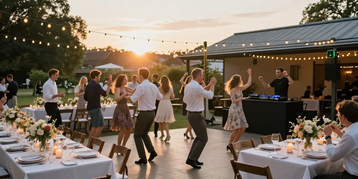 Wedding DJ entertaining guests at a vibrant reception in Berlin Brandenburg.
