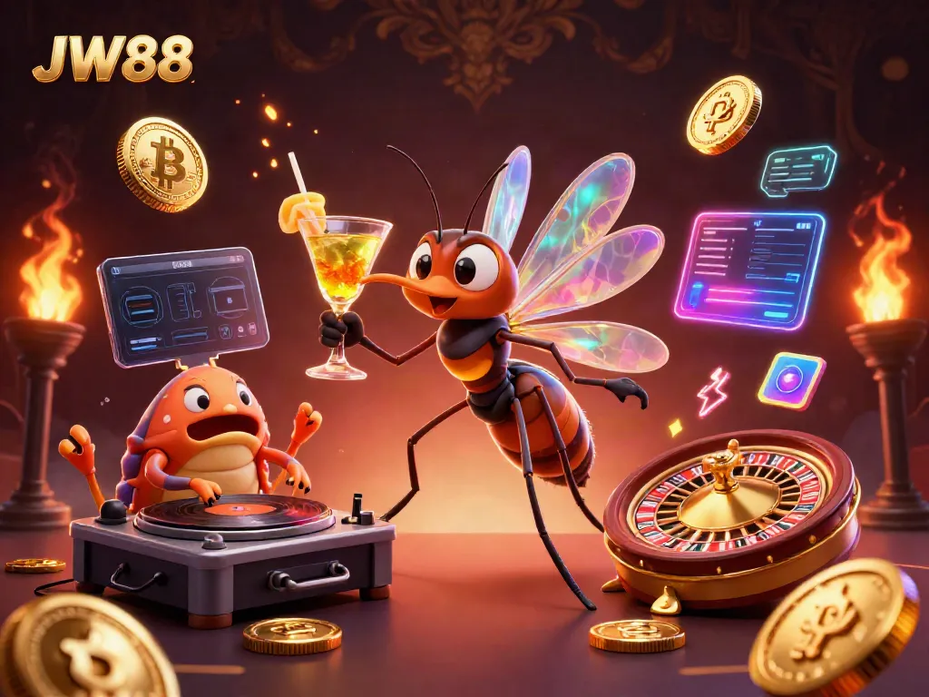 Engage with the JW88 casino experience featuring vibrant characters and dynamic gaming elements.