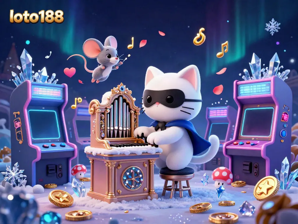 Experience the excitement of loto188 with this vibrant 3D casino illustration showcasing a phantom cat and dynamic gaming elements.