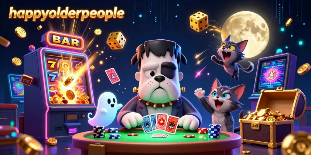 Join happyolderpeople for a thrilling card game with colorful slot symbols and energetic casino elements!